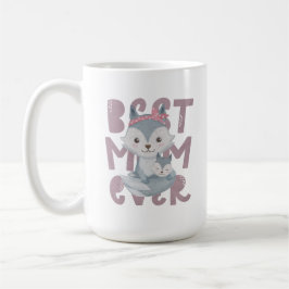 Caneca De Café Cinza Fox Mãe e Cub - Melhor Mãe De Todos