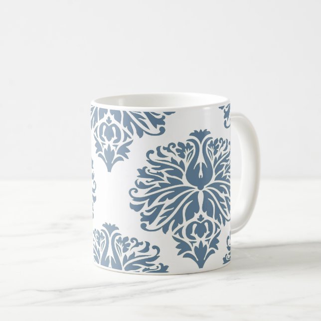 Caneca De Café Cinza francesa Elegante Damask Coffee Mug (Frente Esquerda)