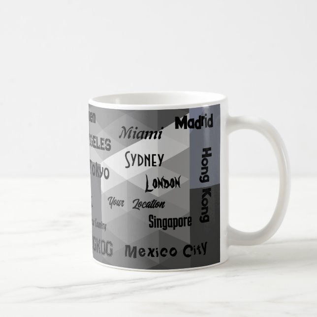 Caneca De Café cinza geométrica azul Mega cidade (Direita)