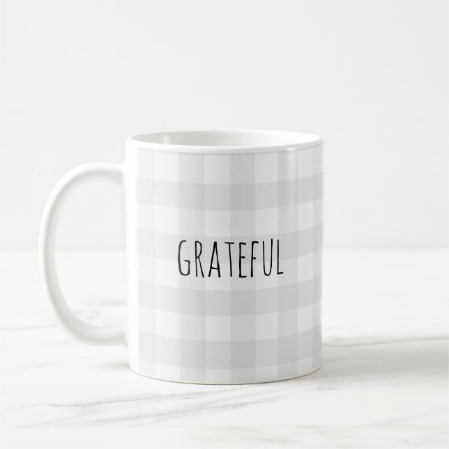 Caneca De Café Cinza Grateful Check Coffee Mug (Esquerda)