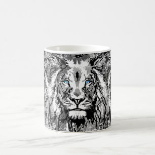Caneca De Café Cinza Lion Café Mug - Retrato Da Cabeça De Leão