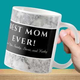 Caneca De Café Cinza moderna "Melhor mãe de sempre" Apreciação Mã