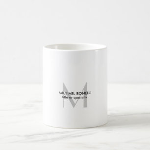Caneca De Café Cinza - Monograma preto branco