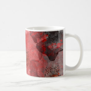 Caneca De Café Cinza Negra Grunge Digital Graphic Art Design