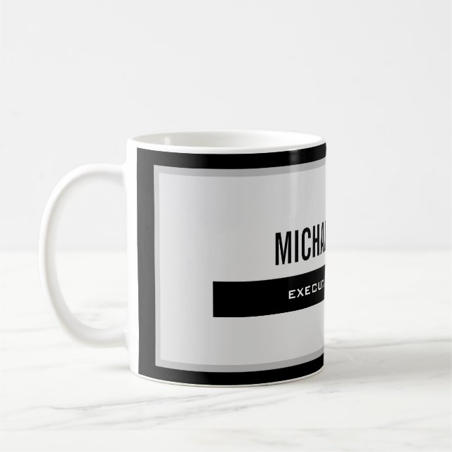 Caneca De Café Cinza Negra Moderna Simples Minimalista (Esquerda)