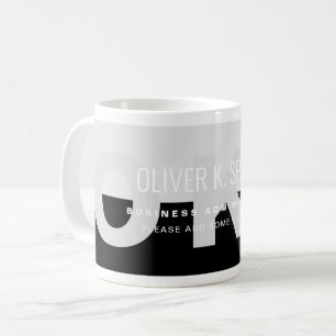 Caneca De Café Cinza Negra Nome Profissional Moderno Café Mug