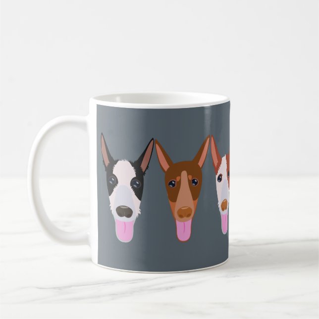 Caneca De Café Cinza Podenco Dog Faces (Esquerda)