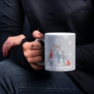 Caneca De Café Cinza Reindeer Escandinavo Floco de Neve