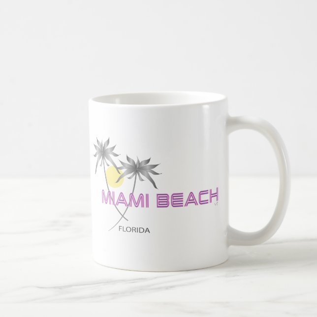 Caneca De Café Cinza Rosa de Miami Beach (Direita)