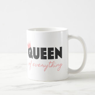 Caneca De Café Cinza rosa e escura Rainha de Tudo Design de texto