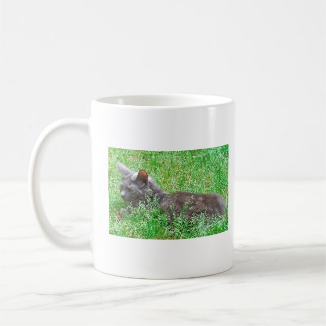 Caneca De Café Cinza Tortie Cat (Esquerda)
