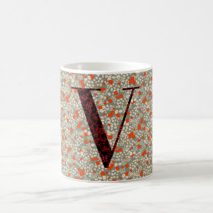 Caneca De Café Cinza V e liberdade vermelha