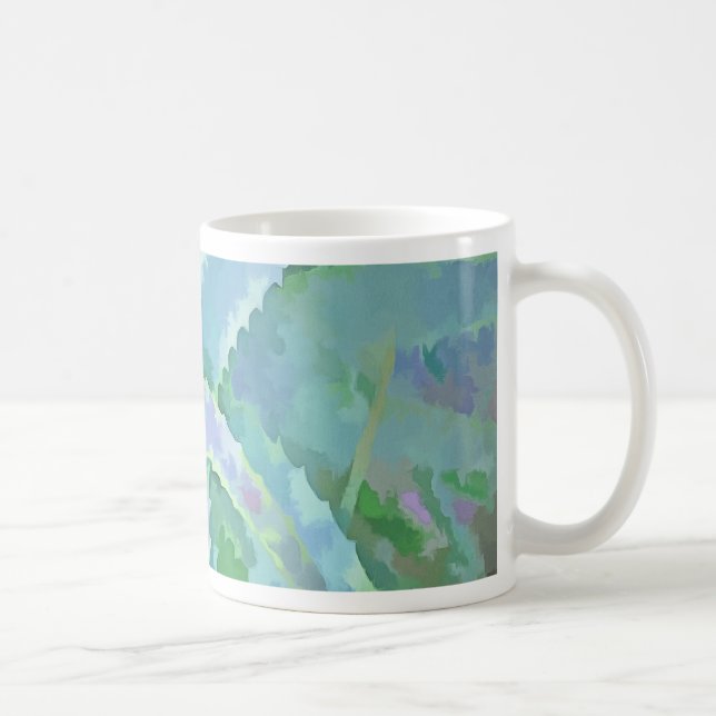 Caneca De Café Cinza Verde Aloe Abstrato (Direita)