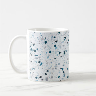 Caneca De Café Cinza Verde Azul-Azul-Azul-Terrazzo Retro