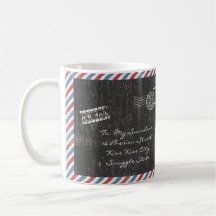 Cinza Vintage Air Mail Postcard Coffee Mug