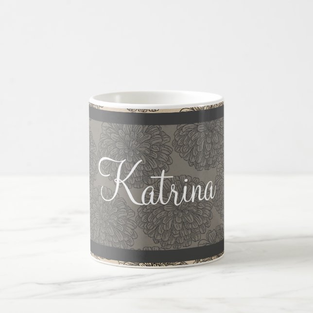 Caneca De Café Cinza Vintage Zinnia Mug (Centro)