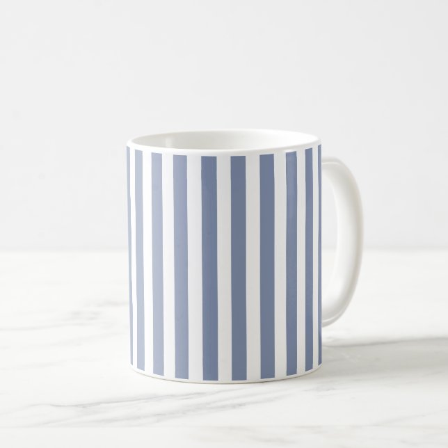 Caneca De Café Cinzas azuis e faixas brancas de doces (Frente Esquerda)