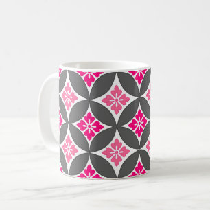 Caneca De Café Cinzas com flor, rosa e prata