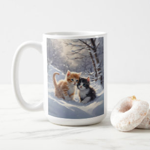 Caneca De Café Cinzas de cor laranja e gatos brancos