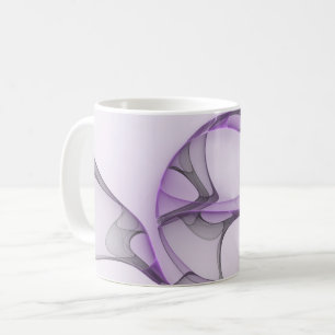 Caneca De Café Cinzas de Lavanda de Arte Fractal Abstrato moderna
