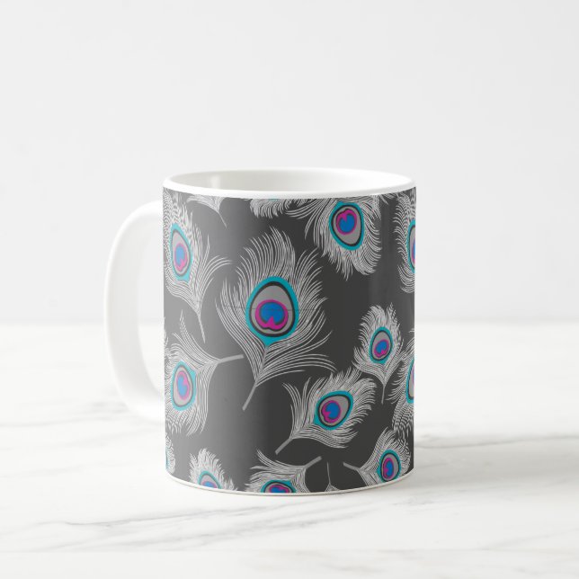 Caneca De Café Cinzas de Prata e Peste Turquesa (Frente Esquerda)