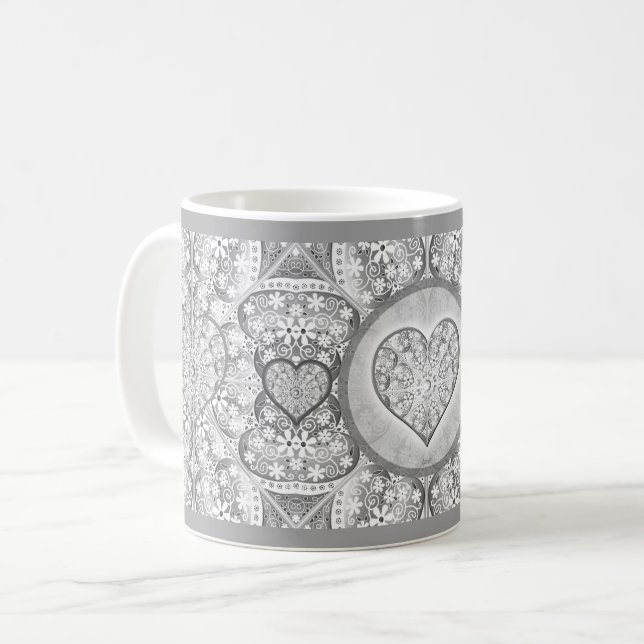 Caneca De Café Cinzas de rendas cerâmicas (Frente Esquerda)