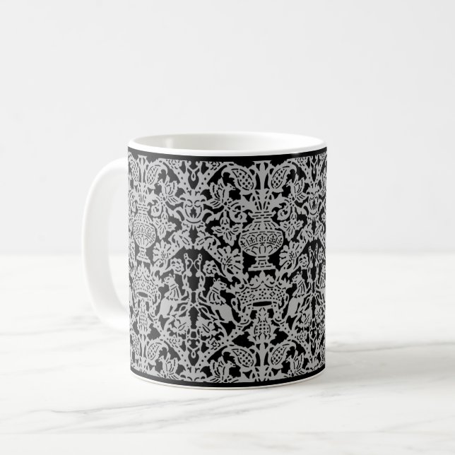 Caneca De Café Cinzas e Crowys Damask Coffee Mug (Frente Esquerda)