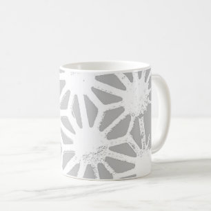 Caneca De Café Cinzas e padrão geométrico branco