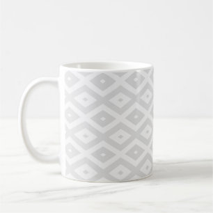 Caneca De Café Cinzas leves e padrão de diamante branco