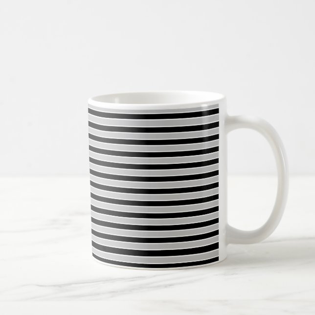 Caneca De Café Cinzas, listras preto e branco (Direita)