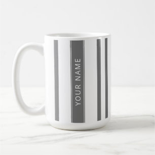 Caneca De Café Cinzas - Listras verticais com seu nome Mug