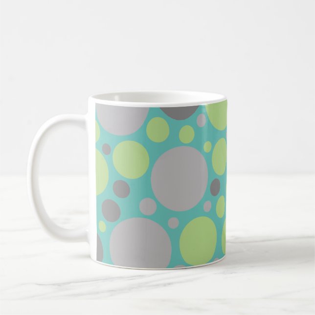 Caneca De Café Cinzas modernas e bolhas verdes (Esquerda)