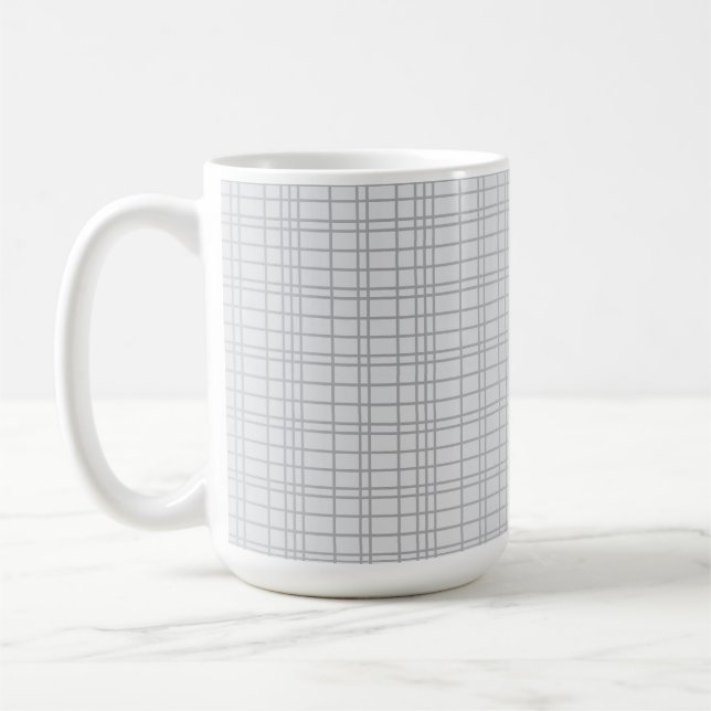 Caneca De Café Cinzas, modernas, simples, legal, linhas de grelha (Esquerda)