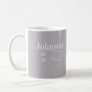 Caneca De Café Cinzas Personalizadas de Nome da Família Moderna