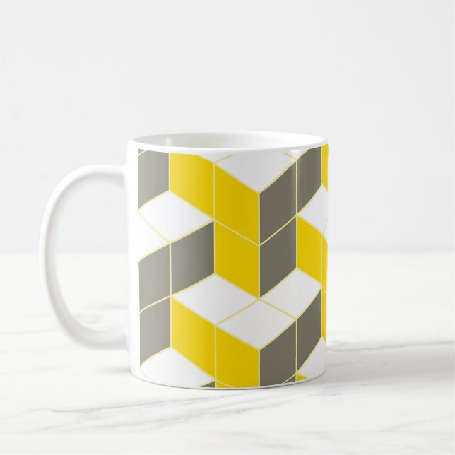 Caneca De Café Cinzas sem costura e tridente cúbico isométrico am (Esquerda)