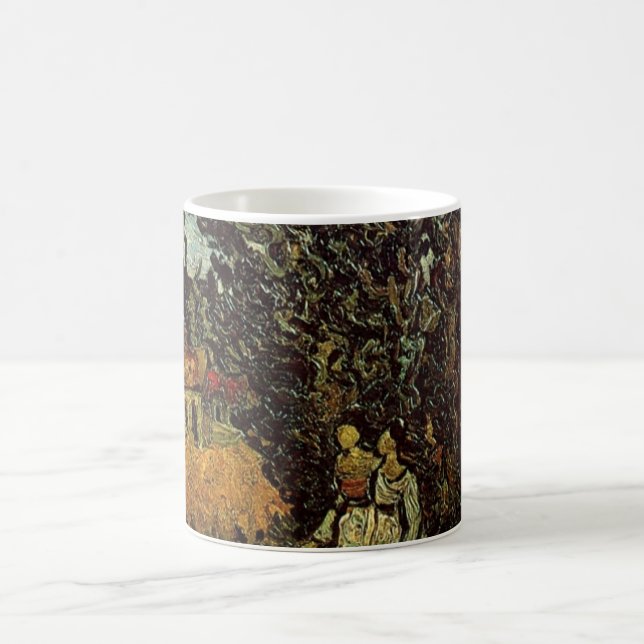 Caneca De Café Ciprestes e Duas Mulheres de Vincent van Gogh (Centro)