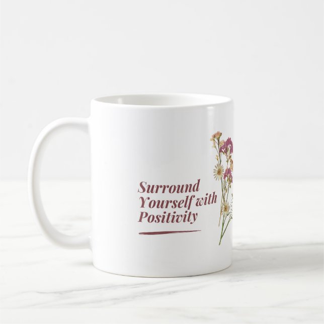 Caneca De Café Circule-Se Com Mug Floral De Positividade (Esquerda)