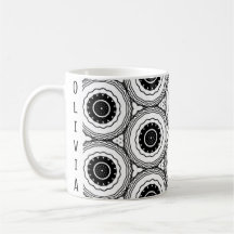 Círculo Abstrato branco preto Mandala - Mug padrão