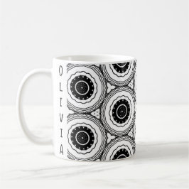 Caneca De Café Círculo Abstrato branco preto Mandala - Mug padrão