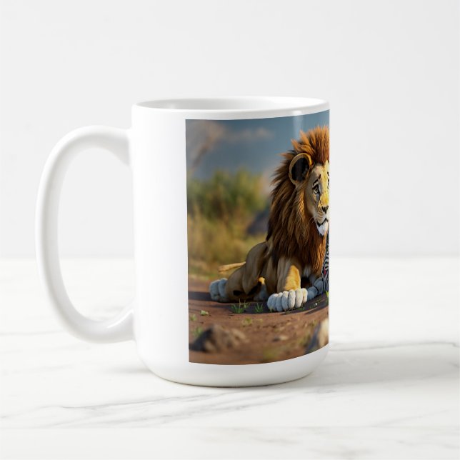 Caneca De Café Círculo da Vida: Banquete de Leão na Natureza (Esquerda)