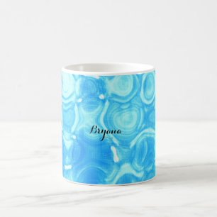 Caneca De Café Círculo de Arte Swirl Vintage Retro Glamour Azul