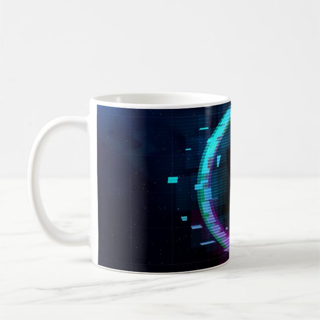 Caneca De Café Círculo de brilho retroativo de onda sintética com (Esquerda)