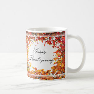 Caneca De Café Círculo de Queda de Ação de Graças