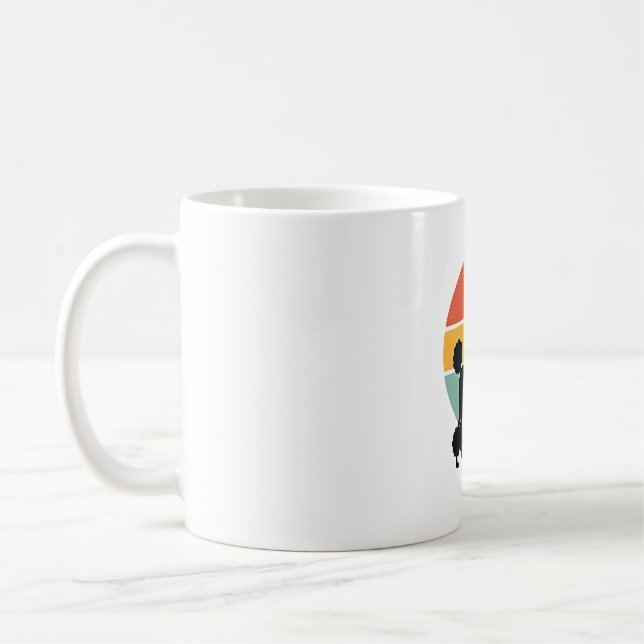 Caneca De Café Círculo de Silhueta de Cachorro Retro Poodle Vinta (Esquerda)