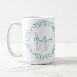 Caneca De Café Círculo Decorativo Teórico Personalizar Monogram