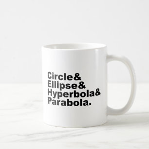 Caneca De Café Círculo Elipse Hipérbole Parábola Seções Cônicas