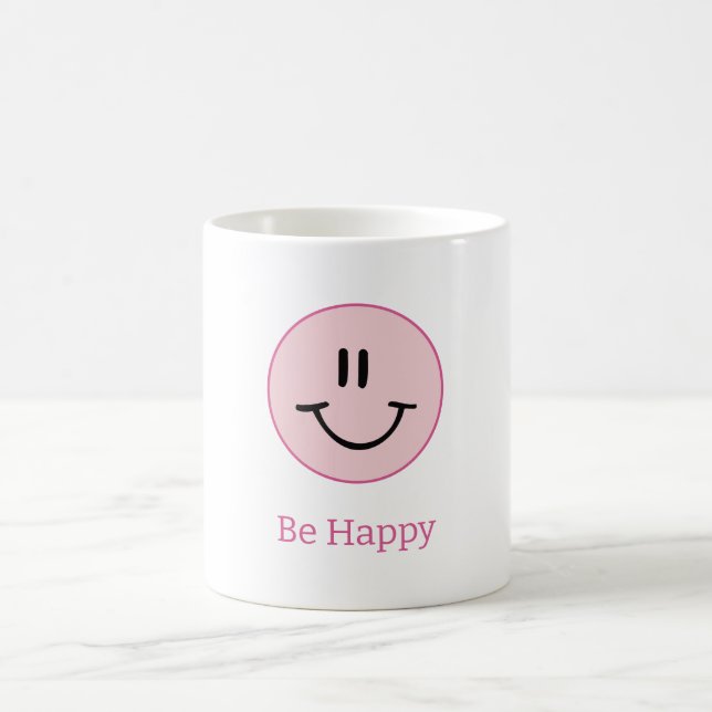 Caneca De Café Círculo Rosa Seja Feliz Sorriso (Centro)