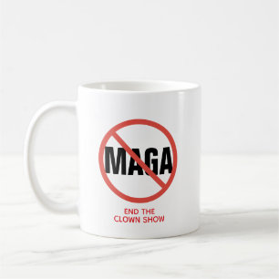 Caneca De Café Círculo Vermelho Sem Sinal Anti-MAGA Opinião Polít