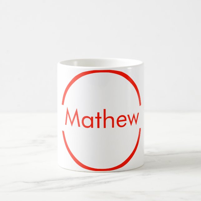 Caneca De Café círculo vermelho simples adicione o texto da letra (Centro)