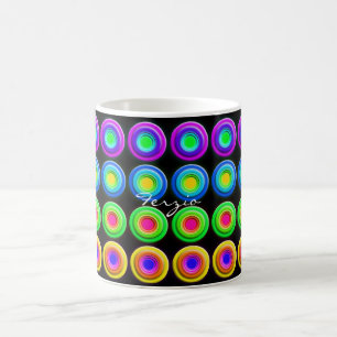Caneca De Café Círculos 3D Coloridos Funk